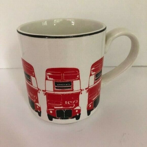 London Scenes Midwinter Staffordshire England Double Decker Bus Tea Coffee Mug - Picture 2 of 4